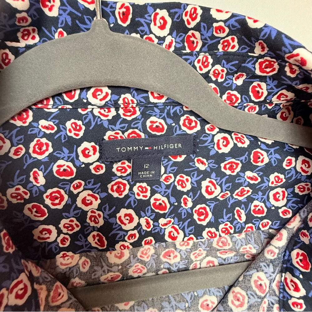 Tommy Hilfiger Sleeveless Shirt Dress Size | Navy Floral Print | Belted Size 12 - Picture 4 of 8